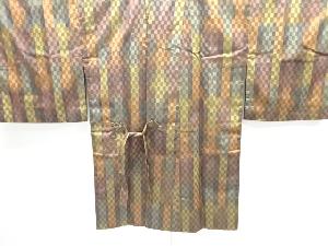 市松模様織り出し手織り紬ロング道中着